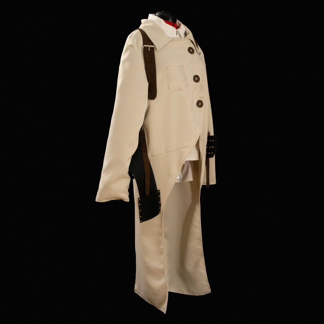 TF2 Medic Lab Coat in cotton fabric for cosplay featuring 3 buttons and one pouch as seen in Meet the Real Medic