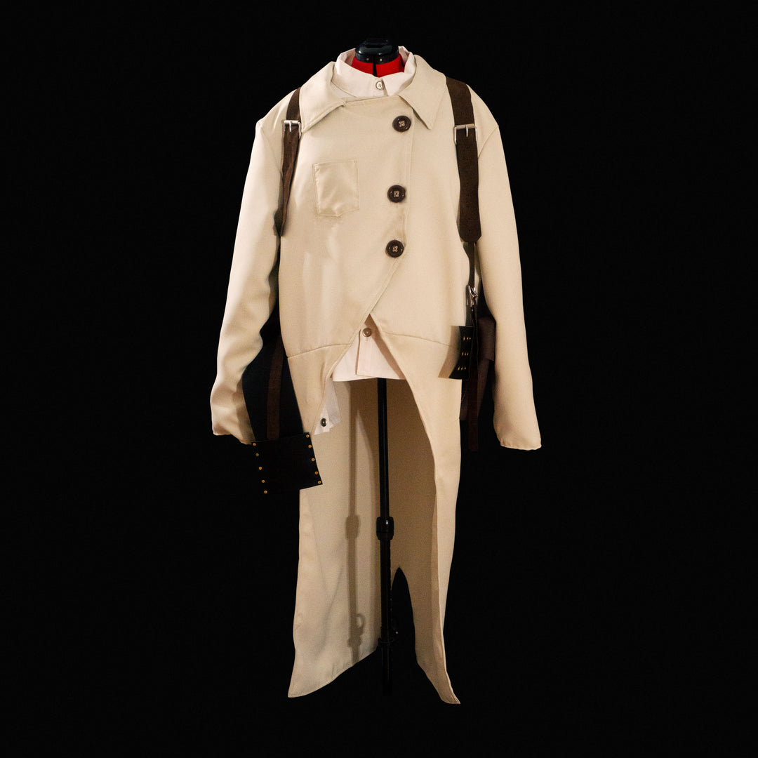 TF2 Medic Lab Coat in cotton fabric for cosplay featuring 3 buttons and one pouch as seen in Meet the Real Medic