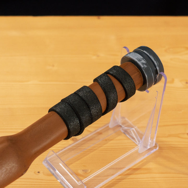 A TF2 Caber Prop for your cosplay and collection! Comes with 2 swappable heads secured with a strong magnet at the center of the handle. Serials is hand cut varnished over so it never fades.