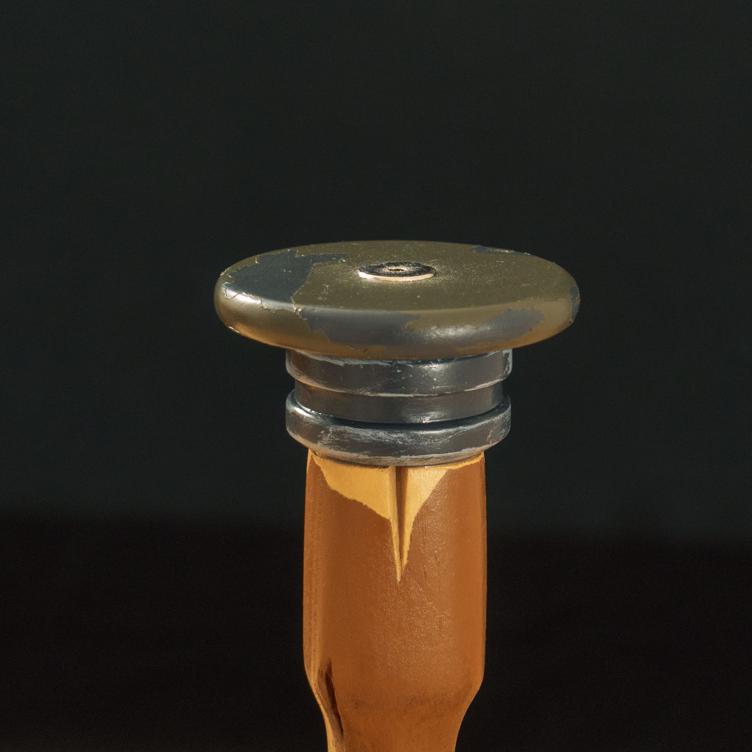 A TF2 Caber Prop for your cosplay and collection! Comes with 2 swappable heads secured with a strong magnet at the center of the handle. Serials is hand cut varnished over so it never fades.