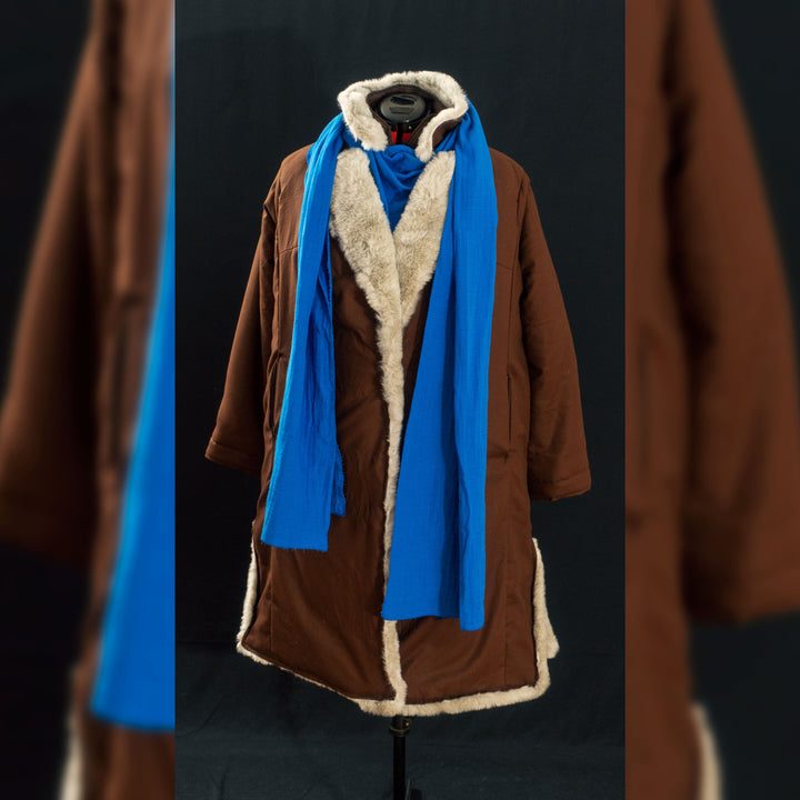 Caleb Widogast Level 1 fur coat from Critical Role's Campaign 2, great for cosplay or winter! Comes in clean or weathered! Cotton weave and faux long haired fur lining.