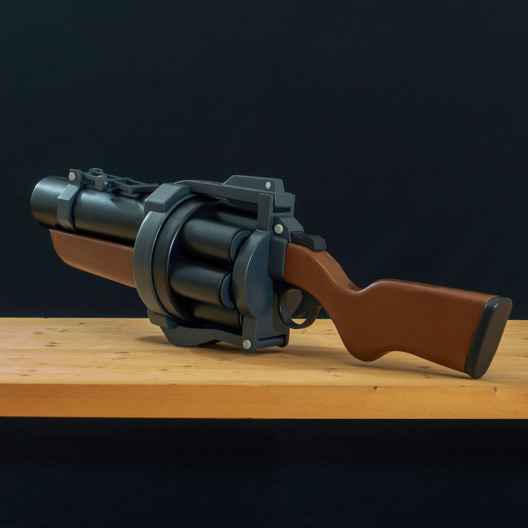 A TF2 Demoman Pipe Launcher prop with moving parts for cosplay or collection! Has the fake glowing projectiles available!  