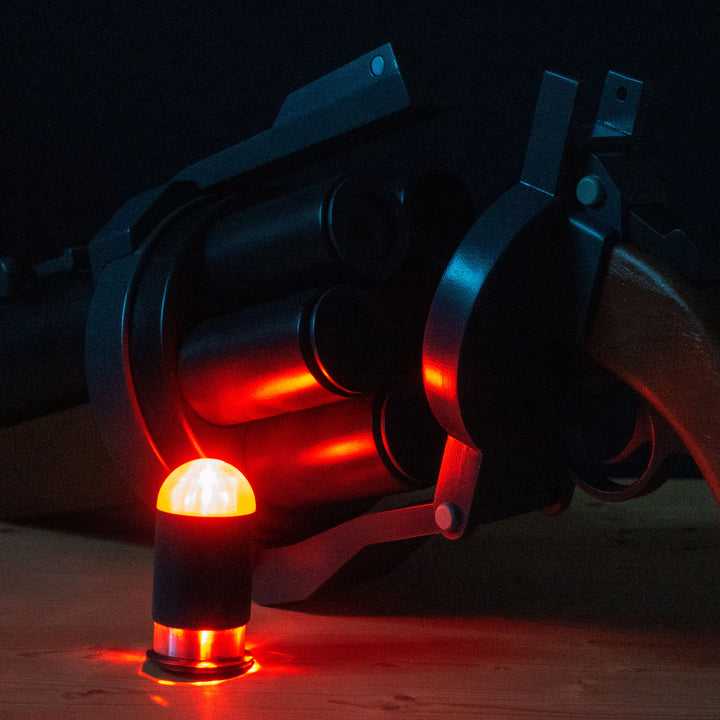 A TF2 Demoman Pipe Launcher prop with moving parts for cosplay or collection! Has the fake glowing projectiles available!  