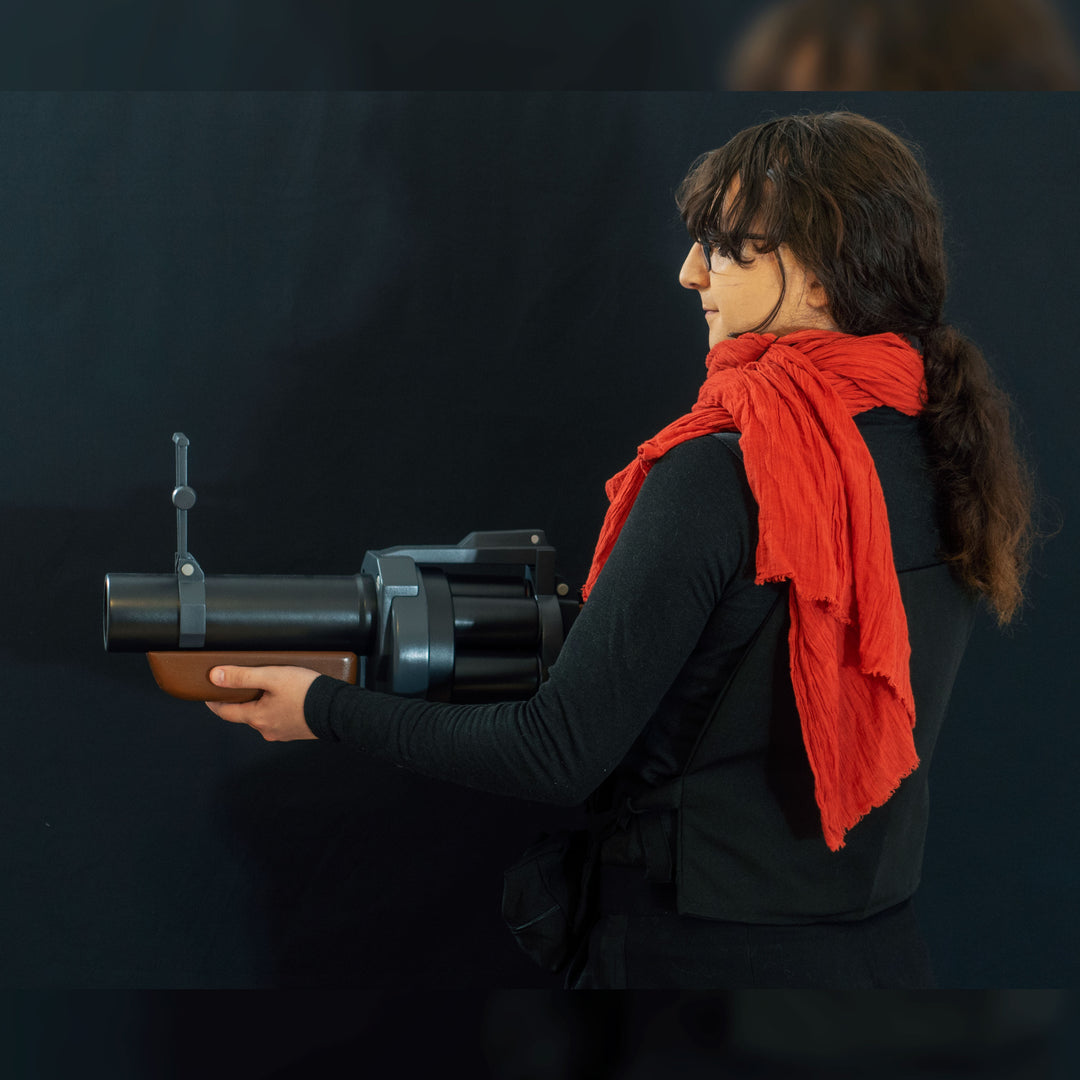 A TF2 Demoman Pipe Launcher prop with moving parts for cosplay or collection! Has the fake glowing projectiles available!  