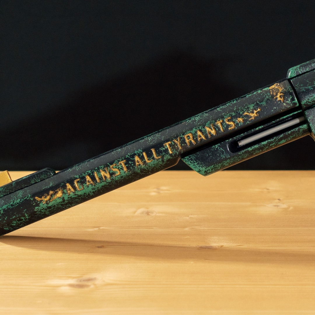 A FNV Inspired NCR Ranger Sequoia cosplay prop with a spinning cylinder that you can fill with fake 45-70 bullets and a hammer. The infill is hand painted and everything is assembled meticulously.