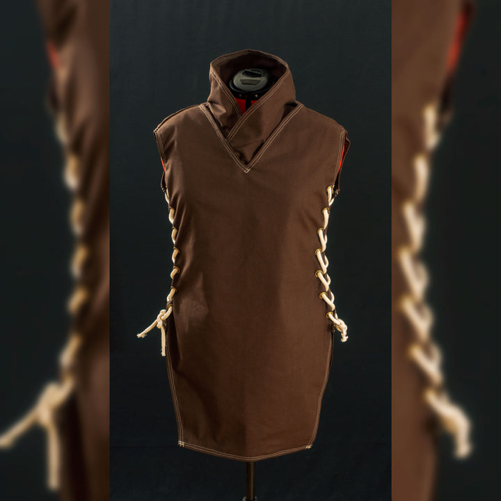 Caleb Widogast' Level 1 Undercoat from Critical Role Campaign 2! Made with demi-natte cotton canvas that has a separate neck piece. Comes either clean or weathered, good for cosplay or LARP!