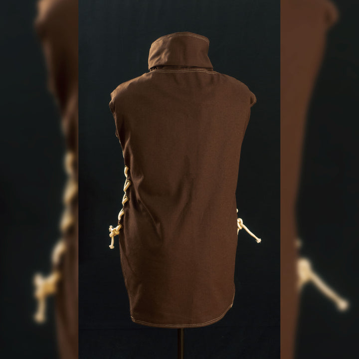 Caleb Widogast' Level 1 Undercoat from Critical Role Campaign 2! Made with demi-natte cotton canvas that has a separate neck piece. Comes either clean or weathered, good for cosplay or LARP!