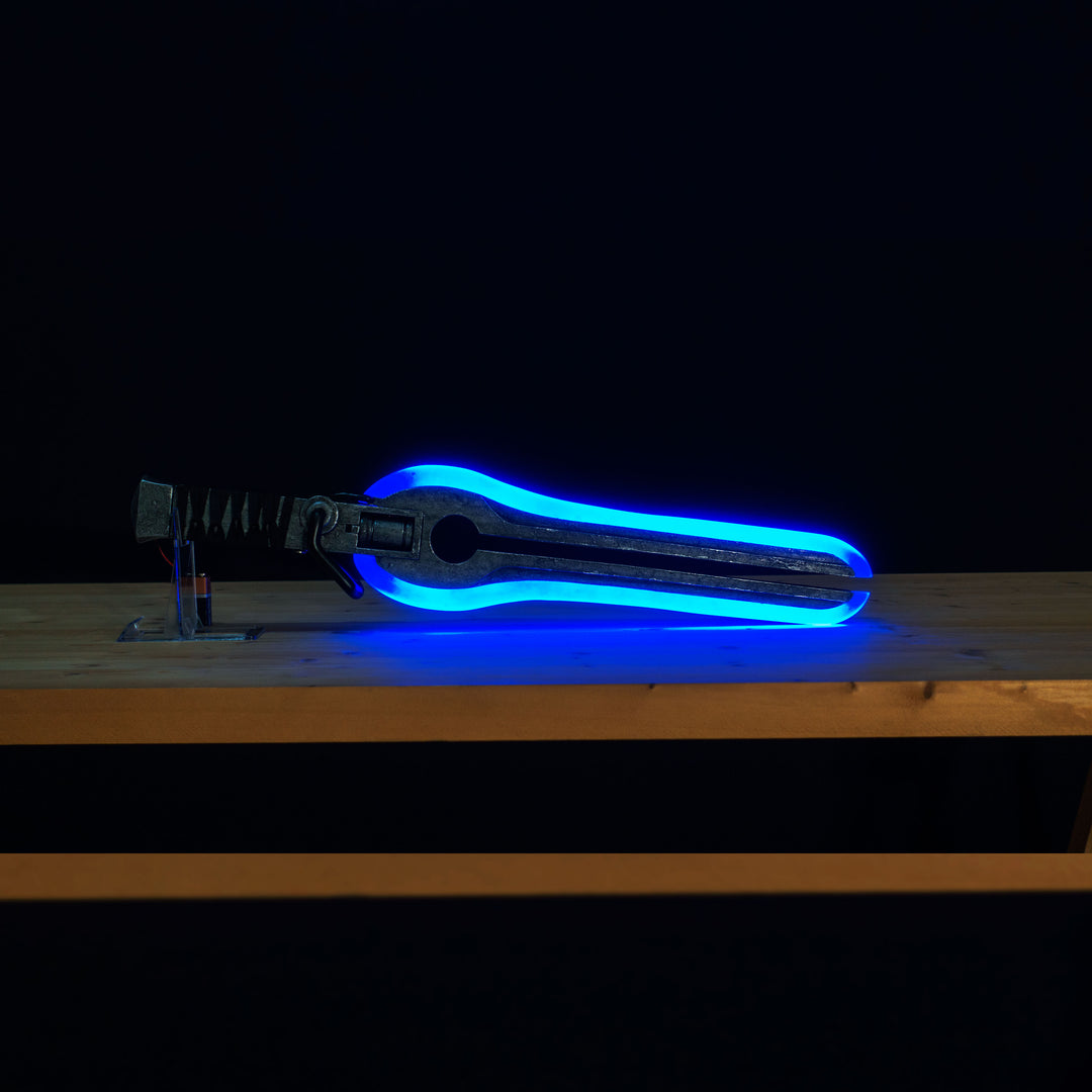 The wonderful glowing cut-through-anything-blade, aka known as the Plasma Cutter from the Outer Worlds, is now available in all colours combined! Pop a battery in the handle and it's game time!