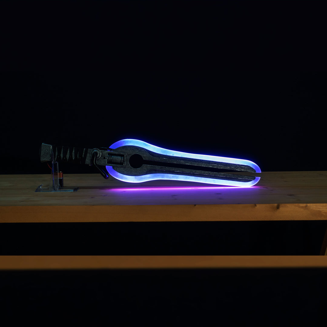 The wonderful glowing cut-through-anything-blade, aka known as the Plasma Cutter from the Outer Worlds, is now available in all colours combined! Pop a battery in the handle and it's game time!