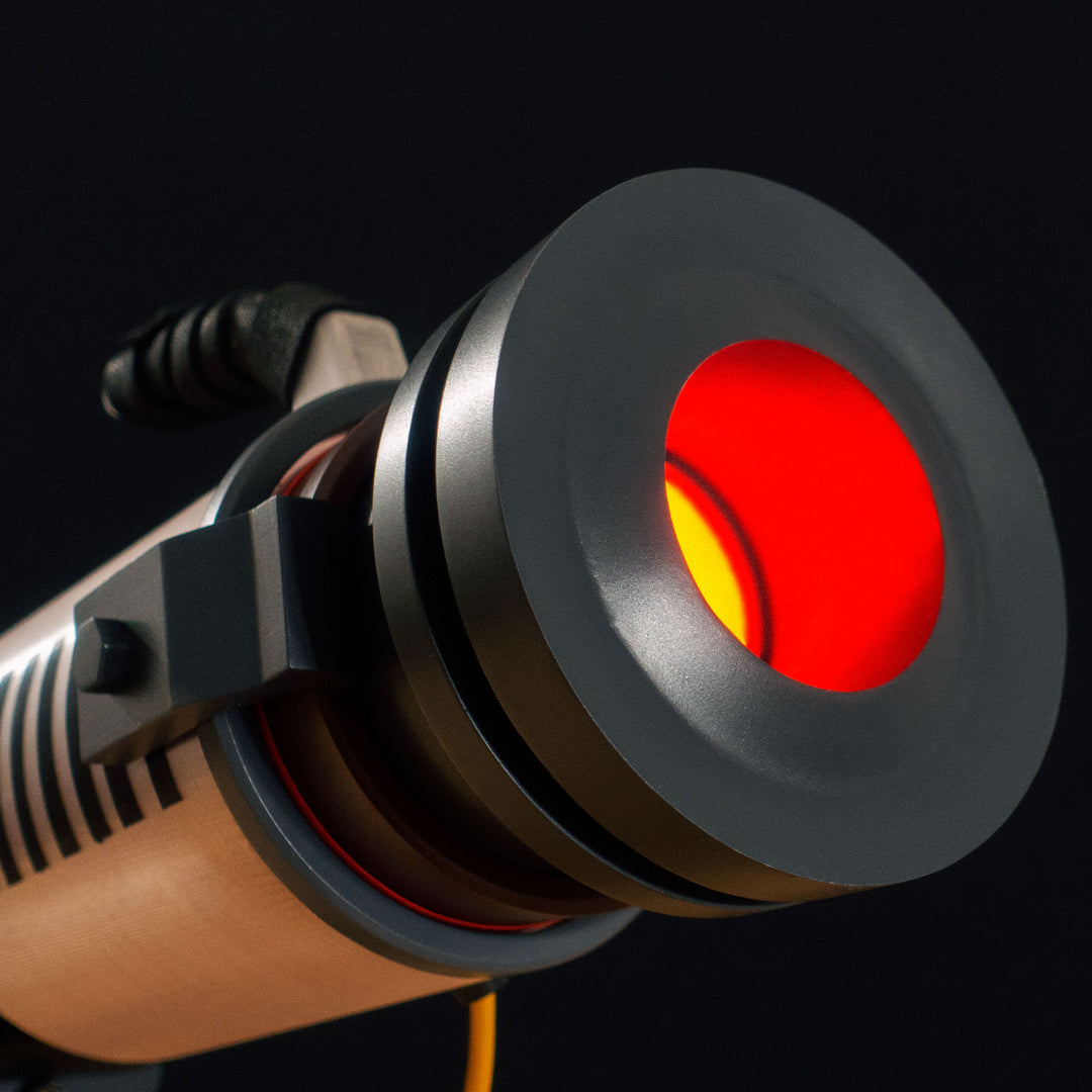 A TF2 Medic Qui-Fix cosplay prop that has two light function for its glowing barrel that is feature in Meet the Real Medic.