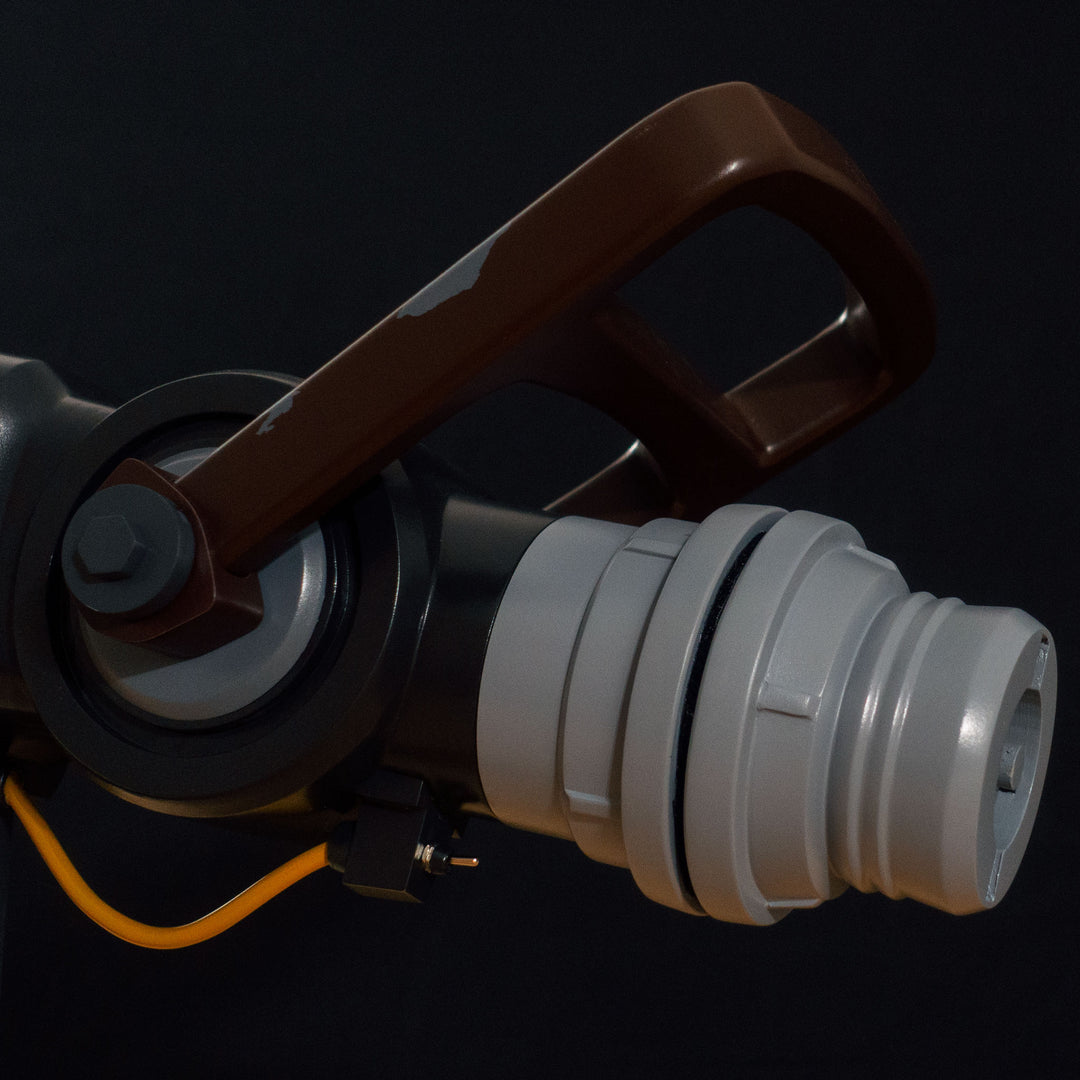 A TF2 Medic Qui-Fix cosplay prop that has two light function for its glowing barrel that is feature in Meet the Real Medic.