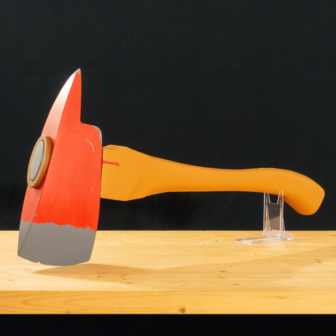 A TF2 Pyro Fire Axe cosplay prop with a wooden handle!