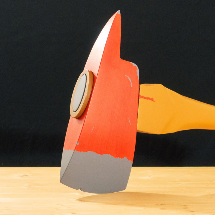 A TF2 Pyro Fire Axe cosplay prop with a wooden handle!