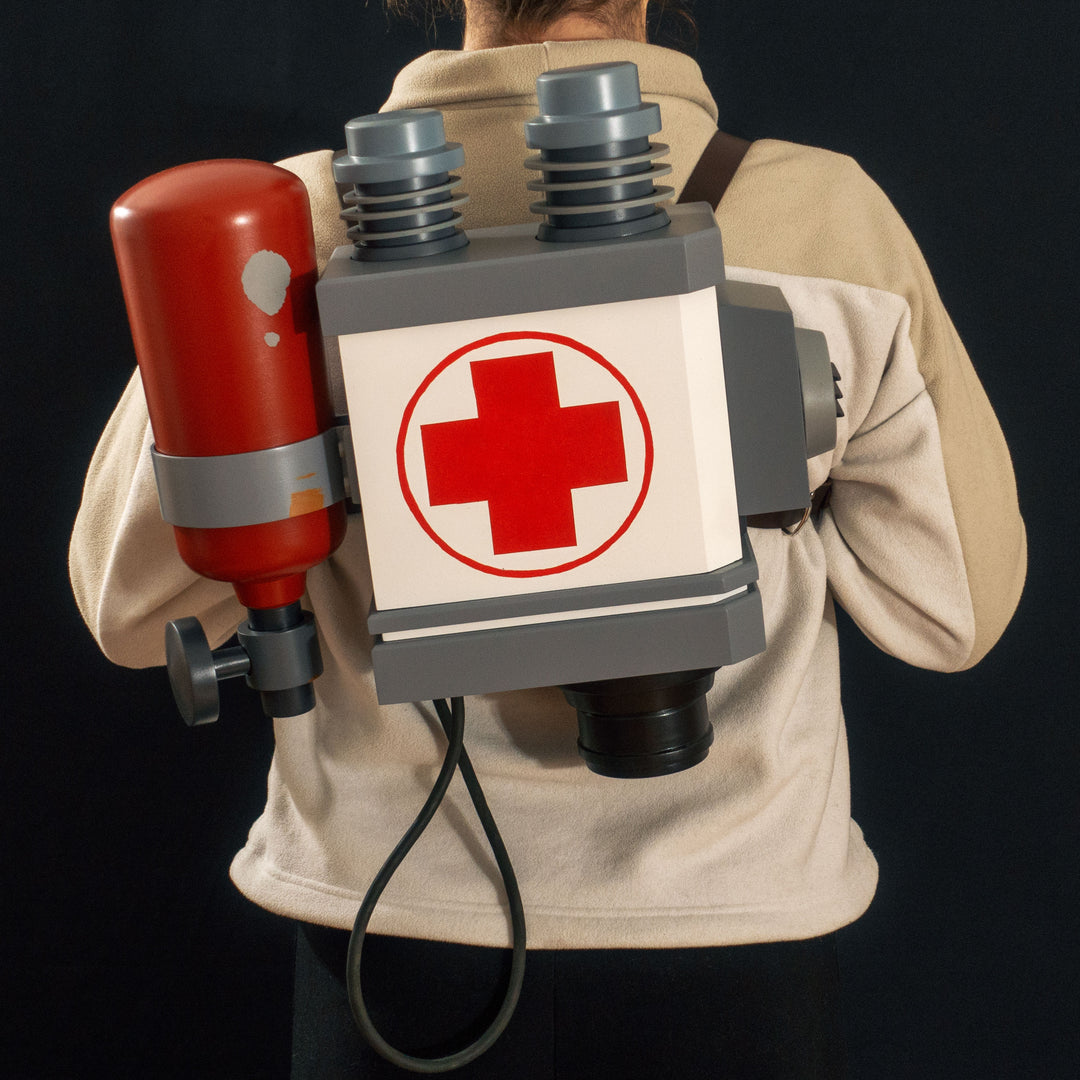 A TF2 Medic Backpack as cosplay prop ready to be worn with leather straps! 