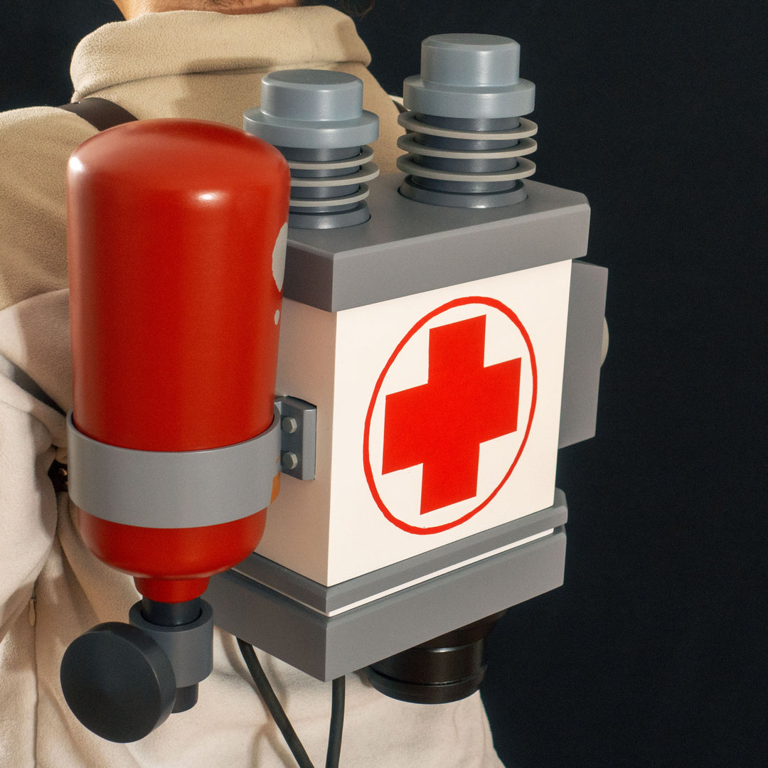 A TF2 Medic Backpack as cosplay prop ready to be worn with leather straps! 