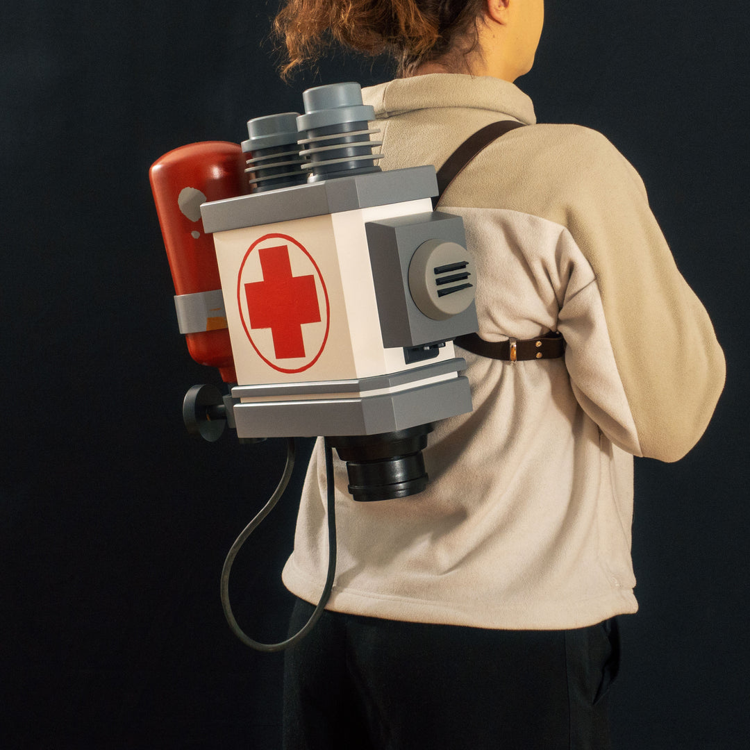 A TF2 Medic Backpack as cosplay prop ready to be worn with leather straps! 