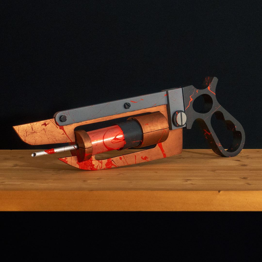 A TF2 Medic Übersaw either bloodied or not! Has a central glowing tube and can be Festivized!