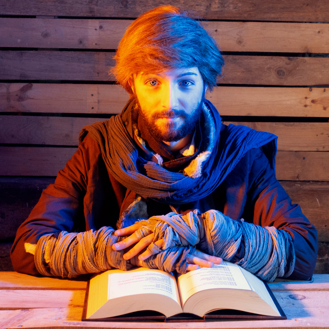 Full set of Caleb Widogast' Cosplay from Critical Role Campaign 1! Includes the level 1: Fur Coat, Scarf, Undercoat, Bandages with the Spell book Holster being an option! Either all clean or weathered.