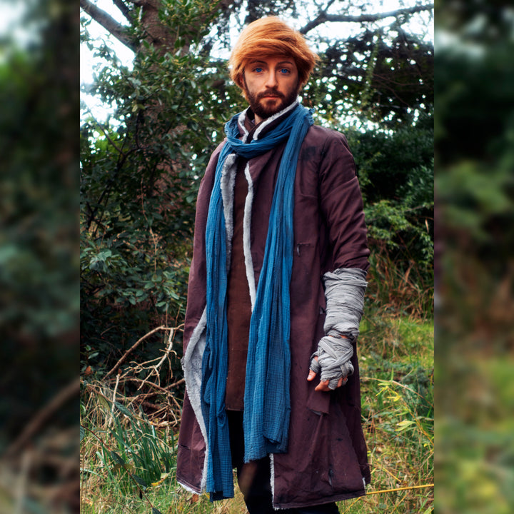 Full set of Caleb Widogast' Cosplay from Critical Role Campaign 1! Includes the level 1: Fur Coat, Scarf, Undercoat, Bandages with the Spell book Holster being an option! Either all clean or weathered.