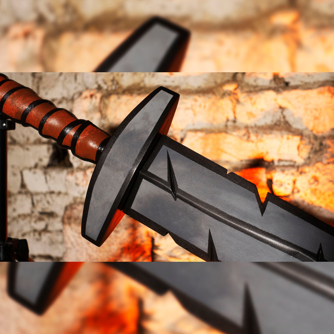 A Leper Sword cosplay prop from Darkest Dungeon with the cell-shadded look!